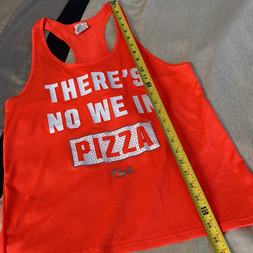 Pink | Orange graphic racerback tank, Sz XS “There’s no We in Pizza” - Picture 7 of 8